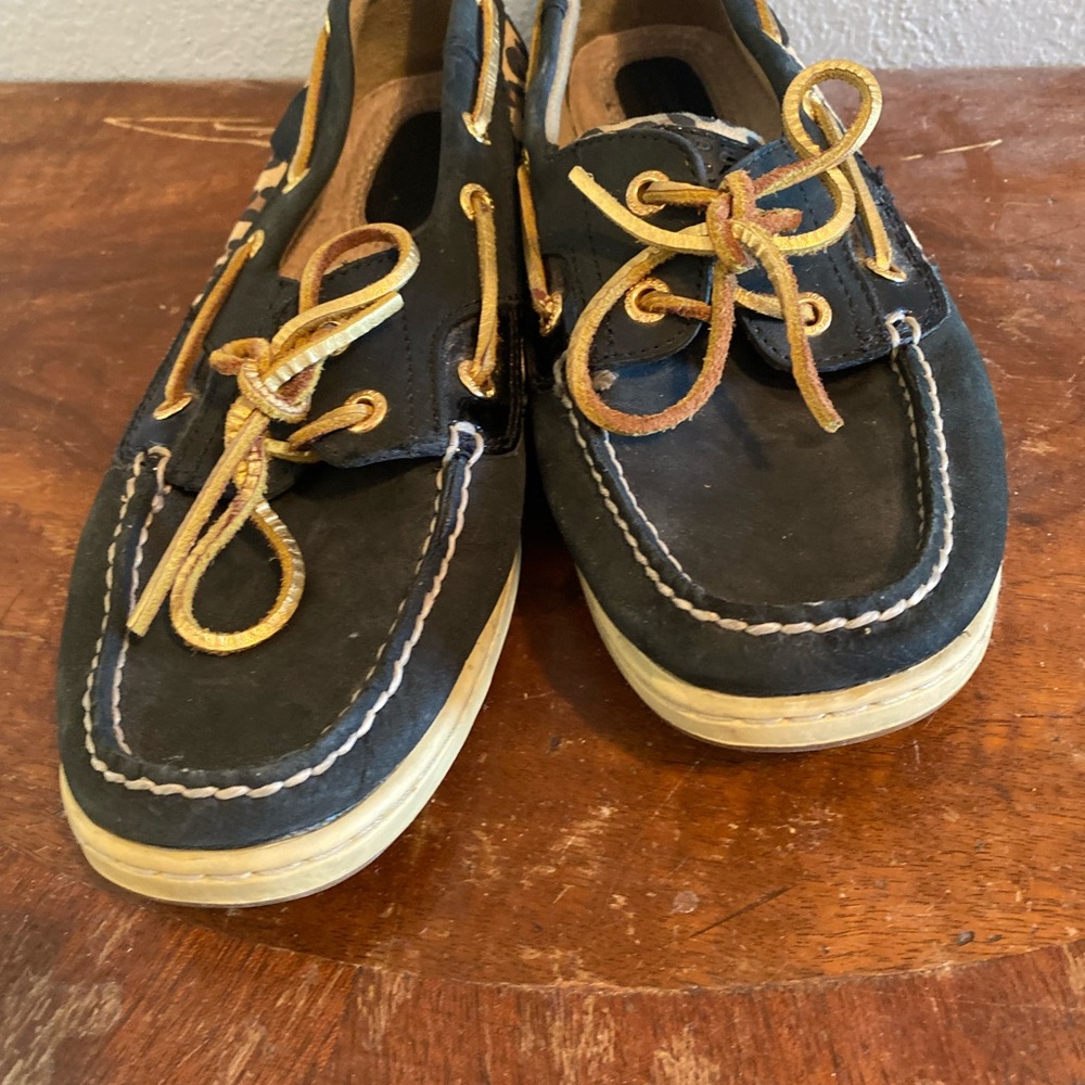 Sperry Black and Leopard Boat Shoes - Picture 5 of 9